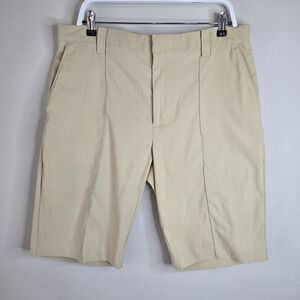 Nike Tiger Woods Golf Shorts Mens 36 Khaki Stretch Flat Front Crease 11 Inseam